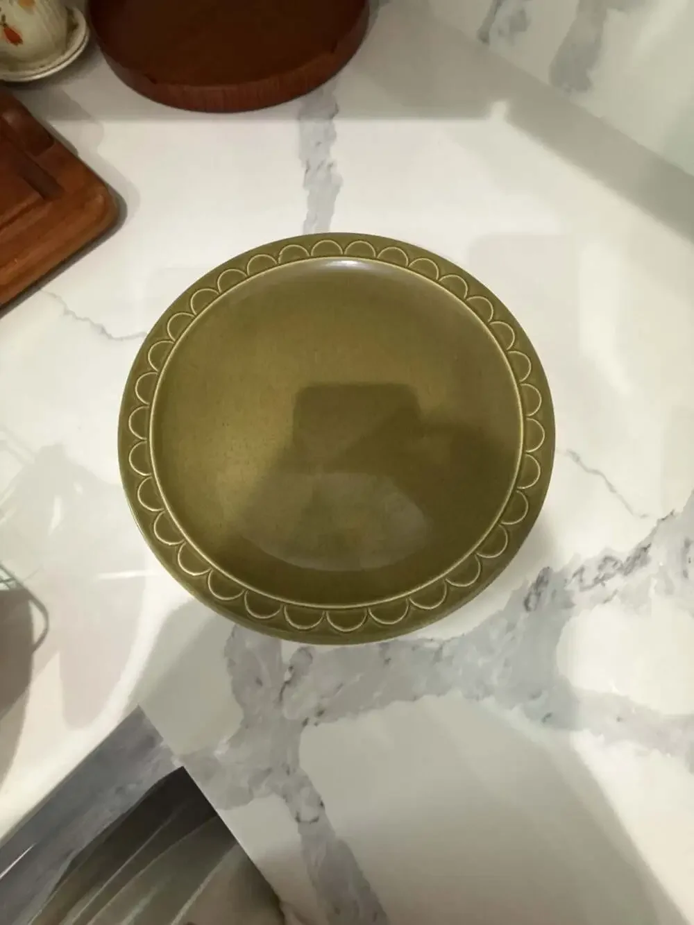 Vintage Sheffield Granada Avocado Green Stoneware 12-Inch Serving Platter
